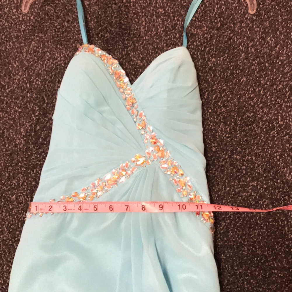 Blue Faviana Prom Dress w rhinestones size 0 - Picture 13 of 17
